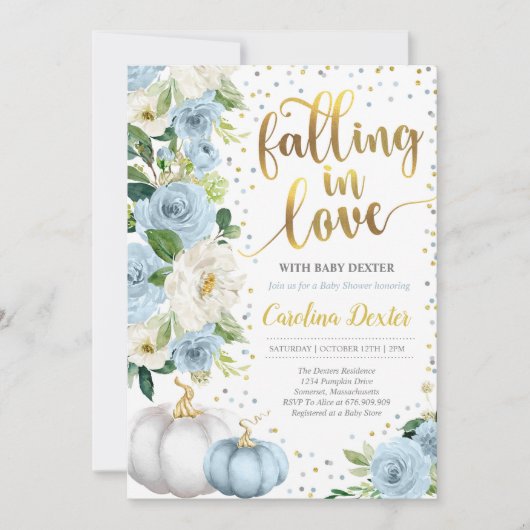 恋に落ちるベビーシャワーの招待状の秋のシャワー 招待状 (正面)