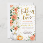 恋に落ちるベビーシャワー招待状オレンジ金ゴールド 招待状 (正面)