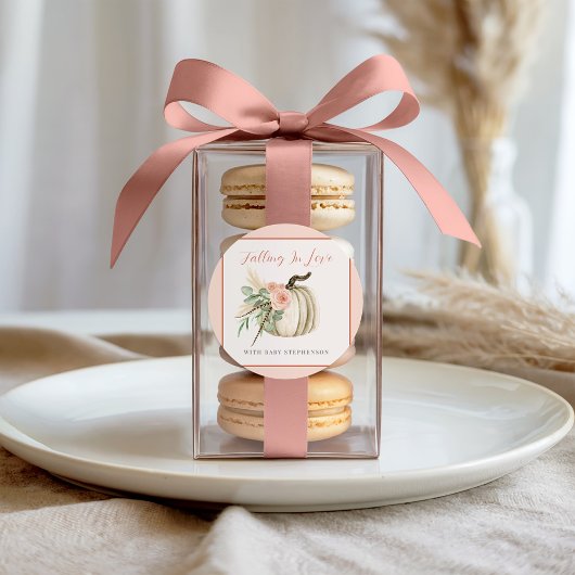 恋に落ちるベビー秋ピンク赤ちゃんシャワー スクエアシール