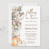 恋に落ちるミニマリスト秋秋ベビーシャワー 招待状 (正面)