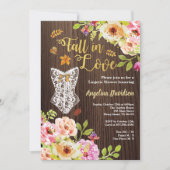 恋に落ちるランジェリーシャワーの招待状。ナチュラル 招待状 (正面)