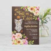 恋に落ちるランジェリーシャワーの招待状。 rustic 招待状 (スタンド正面)