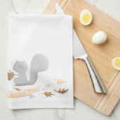 恋に落ちるリスの台所タオル キッチンタオル (四つ折り)