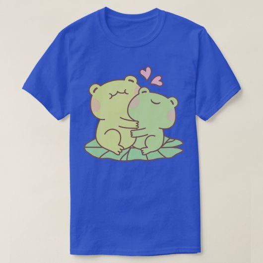恋に落ちる可愛い抱きカエル Tシャツ (デザイン正面)