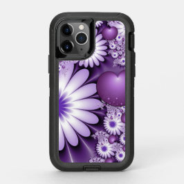 恋に落ちる抽象芸術花とハートフラクタル オッターボックスディフェンダーiPhone 11 PROケース