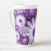 恋に落ちる抽象芸術花とハートフラクタル カフェラテマグ (左アングル)