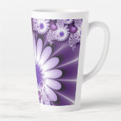 恋に落ちる抽象芸術花とハートフラクタル カフェラテマグ (右)