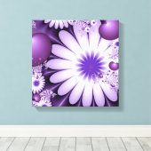 恋に落ちる抽象芸術花とハートフラクタル キャンバスプリント (インサイチュ (ウッドフロア))