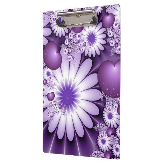 恋に落ちる抽象芸術花とハートフラクタル クリップボード (左)