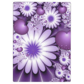 恋に落ちる抽象芸術花とハートフラクタル クリップボード (裏面)