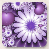 恋に落ちる抽象芸術花とハートフラクタル コースター (正面)
