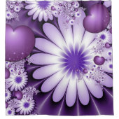 恋に落ちる抽象芸術花とハートフラクタル シャワーカーテン (正面)