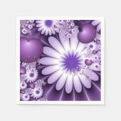 恋に落ちる抽象芸術花とハートフラクタル スタンダードカクテルナプキン (正面)