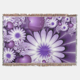 恋に落ちる抽象芸術花とハートフラクタル スローブランケット