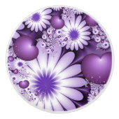 恋に落ちる抽象芸術花とハートフラクタル セラミックノブ (正面)