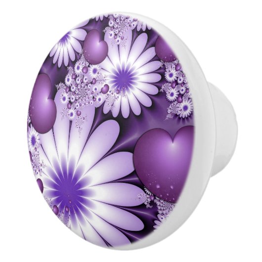 恋に落ちる抽象芸術花とハートフラクタル セラミックノブ (右)