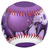 恋に落ちる抽象芸術花とハートフラクタル ソフトボール (裏面)