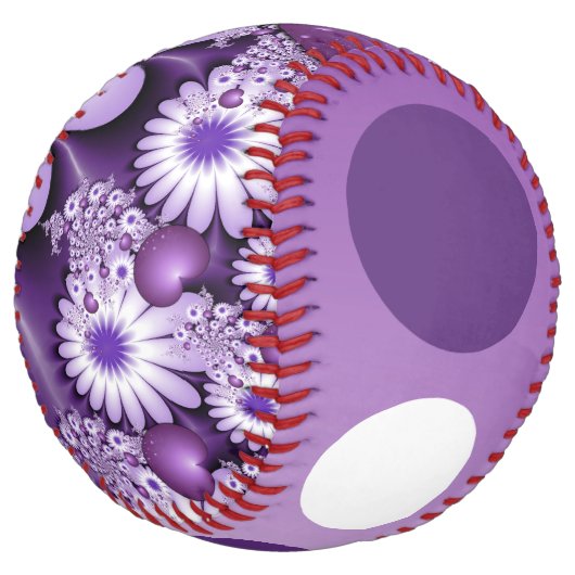 恋に落ちる抽象芸術花とハートフラクタル ソフトボール (アングル)