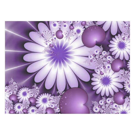 恋に落ちる抽象芸術花とハートフラクタル テーブルクロス (正面(横))