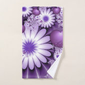 恋に落ちる抽象芸術花とハートフラクタル バスタオルセット (ハンドタオル)