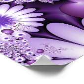 恋に落ちる抽象芸術花とハートフラクタル ポスター (角)