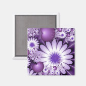 恋に落ちる抽象芸術花とハートフラクタル マグネット (正面/裏面)