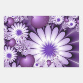 恋に落ちる抽象芸術花とハートフラクタル ラッピングペーパーシート (正面2)