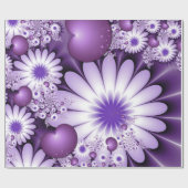恋に落ちる抽象芸術花とハートフラクタル ラッピングペーパー (フラット)