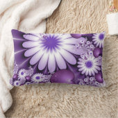 恋に落ちる抽象芸術花とハートフラクタル ランバークッション (ブランケット)