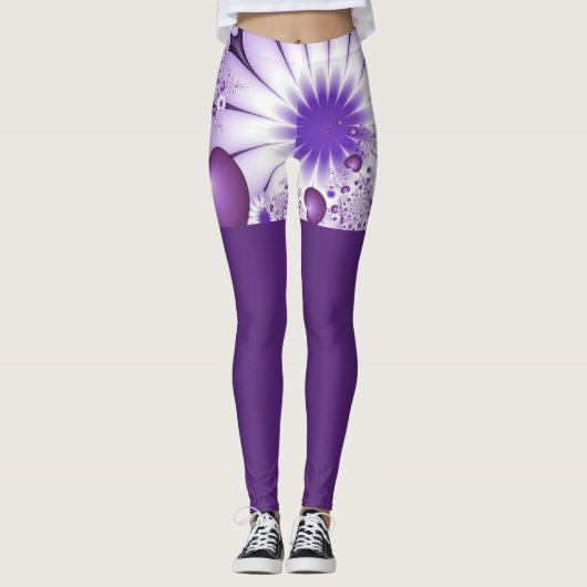 恋に落ちる抽象芸術花とハートフラクタル レギンス (正面)