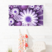 恋に落ちる抽象芸術花とハートフラクタル 横断幕 (インサイチュ)