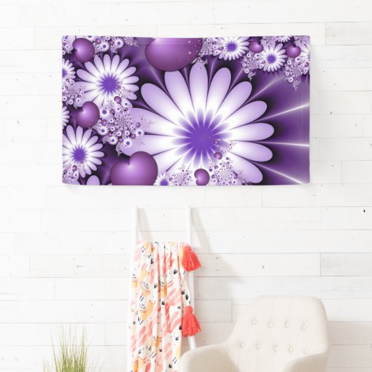 恋に落ちる抽象芸術花とハートフラクタル 横断幕 (インサイチュ)