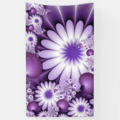 恋に落ちる抽象芸術花とハートフラクタル 横断幕 (縦)