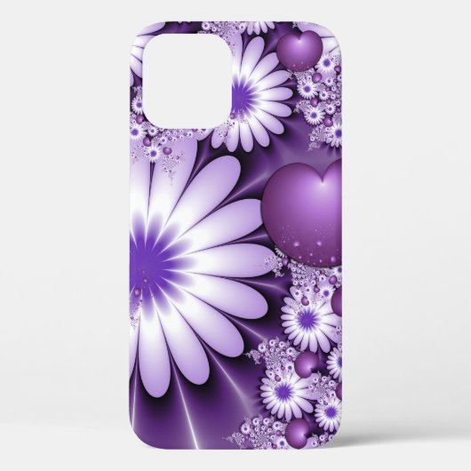 恋に落ちる抽象芸術花とハートフラクタル Case-Mate iPhoneケース (裏面)