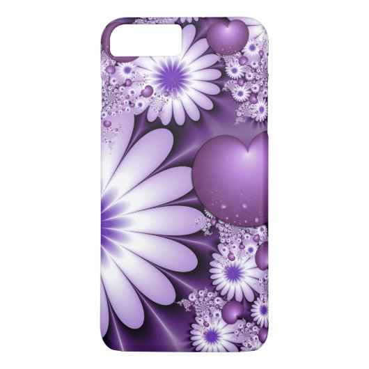 恋に落ちる抽象芸術花とハートフラクタル Case-Mate iPhoneケース (裏面)