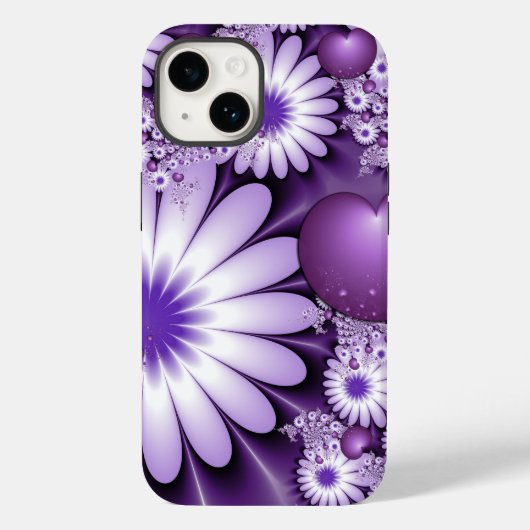 恋に落ちる抽象芸術花とハートフラクタル Case-Mate iPhoneケース (裏面)
