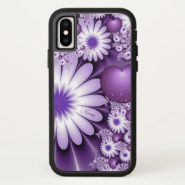 恋に落ちる抽象芸術花とハート名 iPhone 13ケース