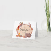 恋に落ちる森の動物たち、素朴なベビーシャワー サンキューカード (正面)