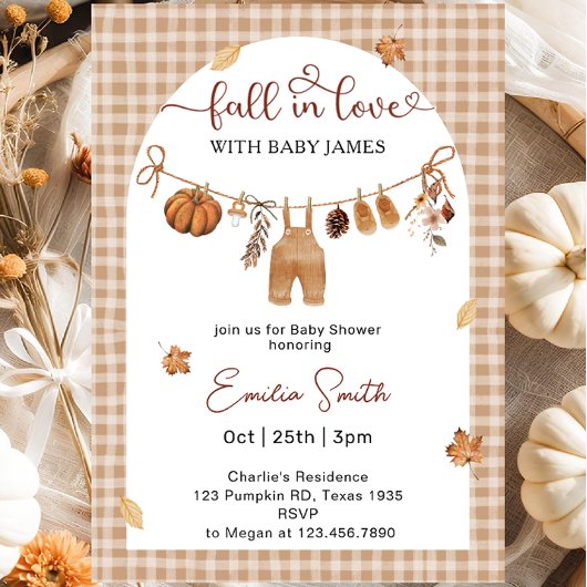 恋に落ちる男の子の服ベビーシャワー 招待状