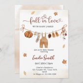 恋に落ちる男の子の服ベビーシャワー 招待状 (正面/裏面)