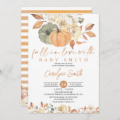 恋に落ちる秋のカボチャの赤ちゃんシャワー招待状 招待状 (正面/裏面)