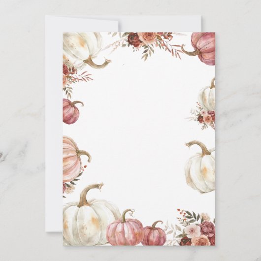 恋に落ちる秋のカボチャクマ赤ちゃんシャワー 招待状 (裏面)