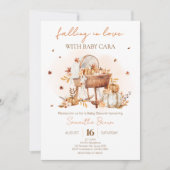 恋に落ちる秋のカボチャ赤ちゃんシャワー 招待状 (正面)