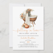 恋に落ちる秋のフローラベビーシャワー 招待状 (正面)