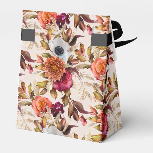 恋に落ちる秋のリース アーチ ピンク ブライダルシャワー フェイバーボックス (裏面サイド)