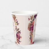 恋に落ちる秋のリース アーチ ピンク ブライダルシャワー 紙コップ (右)