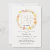 恋に落ちる秋のリース バーチャルベイビーシャワー 招待状 (正面)