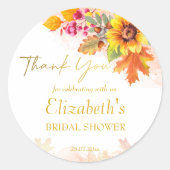 恋に落ちる秋の紅葉 ブライダルシャワーの招待状 ラウンドシール (正面)