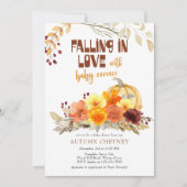 恋に落ちる秋の花かぼちゃ赤ちゃんシャワー 招待状 (正面)