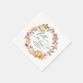 恋に落ちる秋の葉とうすい  かぼちゃのウェディングシャワーのナプキン スタンダードカクテルナプキン (角)